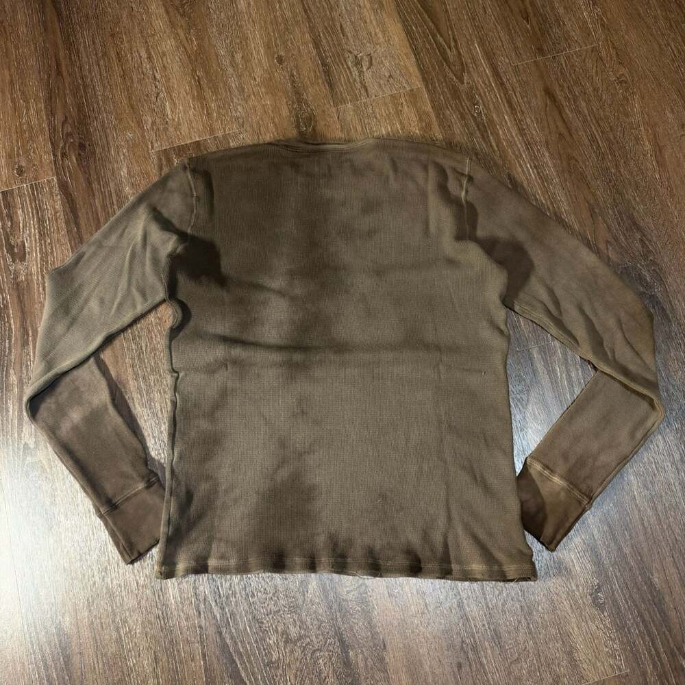 Y2K Billabong Waffle Long Sleeve Shirt Size L Brown Graphic Thermal - Picture 6 of 7